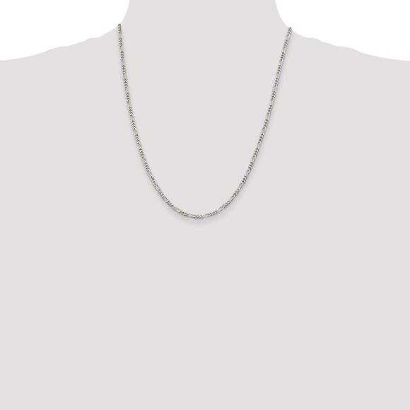 2.8mm Sterling Silver, Solid Figaro Chain Necklace, 22 Inch - Picture 2 of 8